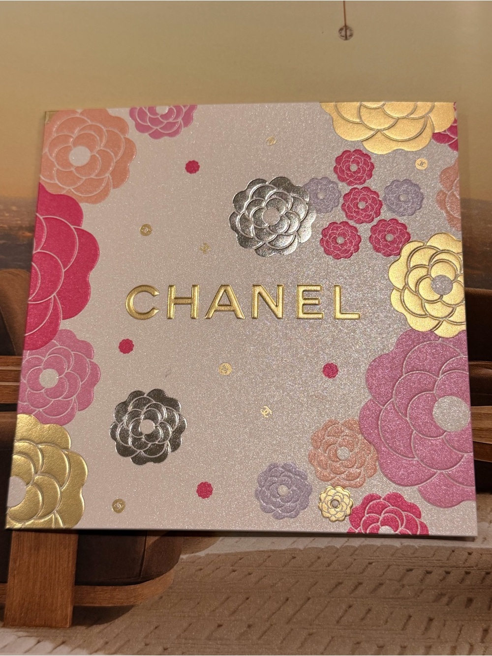 CHANEL Shimmery Pink, Gold, Silver Greeting Card. 🩷🏆🩶🩷🏆🩶